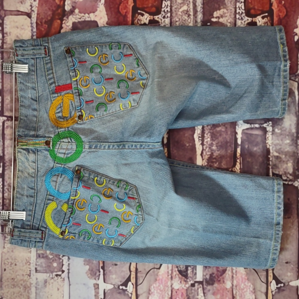 COOGI Embroidered Spellout Denim Shorts